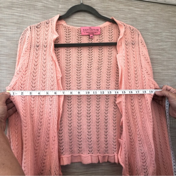 JUICY COUTURE CASHMERE RUFFLED TIE CARDIGAN BOLERO SWEATER M - Picture 3 of 10